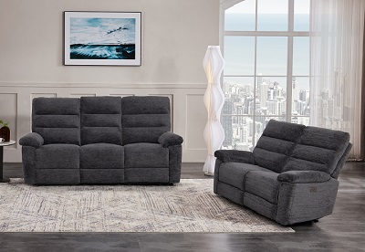 Lucie Charcoal Reclining Sofa and Loveseat